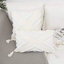 Bohemian chenille pillowcase cream tufted cushion for living room by Decorbites