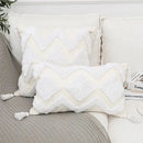 Bohemian chenille pillowcase cream tufted cushion for living room by Decorbites