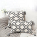 Bohemian chenille pillowcase cream tufted cushion for living room by Decorbites