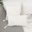 Bohemian chenille pillowcase cream tufted cushion for living room by Decorbites