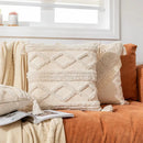Bohemian cream geometric tassel cushion covers living room decor by Decorbites