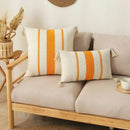 Bohemian cream & gray geometric tassel cushion cover living room by Decorbites