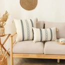 Bohemian cream & gray geometric tassel cushion cover living room by Decorbites