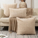 Bohemian cream velvet knitted cushion cover living room pillow case by Decorbites