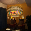 GobekUsa Bohemian Exotic Stained Glass Pendant Lights LED E27 for Home Decor & Dining
