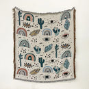 GobekUsa Bohemian Throw Blanket - Geometric Abstract Tapestry Sofa Cover with Tassel - Living Room Decor Rug