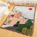 GobekUsa Bohemian Flowers Tapestry Sofa Blanket