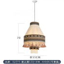 GobekUsa Bohemian Fringe Pendant Lamp: Retro Tassels Hanging Light in Hand-Woven Hemp Rope Fabric
