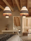 GobekUsa Bohemian Fringe Pendant Lamp: Retro Tassels Hanging Light in Hand-Woven Hemp Rope Fabric