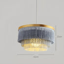 GobekUsa Bohemian Gold Tiered Chandelier | White & Beige Cotton Thread Line | Girls Room Wedding Lighting