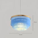 GobekUsa Bohemian Gold Tiered Chandelier | White & Beige Cotton Thread Line | Girls Room Wedding Lighting