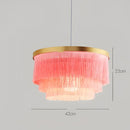 GobekUsa Bohemian Gold Tiered Chandelier | White & Beige Cotton Thread Line | Girls Room Wedding Lighting