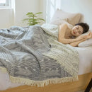 GobekUsa Bohemian Cotton Throw Blanket - Four Layer Gauze Bedspread with Tassel Detail