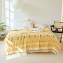 GobekUsa Bohemian Cotton Throw Blanket - Four Layer Gauze Bedspread with Tassel Detail
