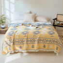 GobekUsa Bohemian Cotton Throw Blanket - Four Layer Gauze Bedspread with Tassel Detail