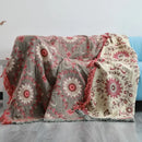 GobekUsa Bohemian Cotton Sofa Throw Blanket - Double Side Bed Cover & Cushion - All Seasons Quilt