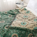 GobekUsa Bohemian Cotton Sofa Throw Blanket - Double Side Bed Cover & Cushion - All Seasons Quilt
