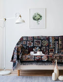 GobekUsa Bohemian Jacquard Throw Blanket - Double Sided Sofa Cover & Multifunctional Bedspread - Picnic Mat & Rug - XT99