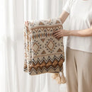 GobekUsa Bohemian Knitted Oat White Tassel Blanket - Home Office Air Conditioning Nap Decor