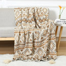 GobekUsa Bohemian Knitted Sofa Blanket: Multi-Functional Decor for Home & Travel, All Seasons