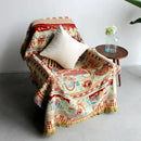 GobekUsa Bohemian Knitted Sofa Cover with Tassels - Soft Double Sided Couch Blanket