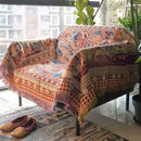 GobekUsa Bohemian Knitted Sofa Cover with Tassels - Soft Double Sided Couch Blanket