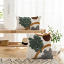 Bohemian loop white plush cushion cover living room leaf decor by Decorbites