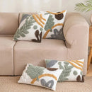 Bohemian loop white plush cushion cover living room leaf decor by Decorbites