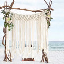 Bohemian macrame curtain tapestry – living room driftwood wall decor by Decorbites