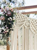Bohemian macrame curtain tapestry – living room driftwood wall decor by Decorbites