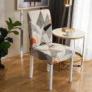 Bohemian mandala stretch chair cover navy & gold dining room slipcover by Decorbites