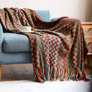 GobekUsa Bohemian Stripe Throw Blanket with Tassels - Cozy Sofa or Bedspread Bushawl