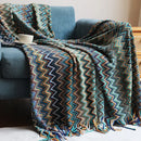 GobekUsa Bohemian Stripe Throw Blanket with Tassels - Cozy Sofa or Bedspread Bushawl