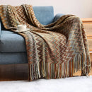 GobekUsa Bohemian Stripe Throw Blanket with Tassels - Cozy Sofa or Bedspread Bushawl