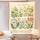 Bohemian teal botanical wildflower reference chart bedroom wall hanging by Decorbites