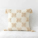 Bohemian tufted tassel pillow case beige geometric living room cushion by Decorbites