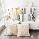 Bohemian tufted tassel pillow case beige geometric living room cushion by Decorbites