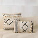 Bohemian tufted tassel pillow case beige geometric living room cushion by Decorbites