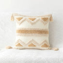 Bohemian tufted tassel pillow case beige geometric living room cushion by Decorbites