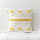 Bohemian tufted tassel pillow case beige geometric living room cushion by Decorbites