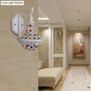 GobekUsa Bohemia Empire Crystal and Metal Wall Sconce - White Finish, 1-Light, with Jewelry Detailing