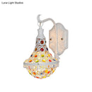 GobekUsa Bohemia Empire Crystal and Metal Wall Sconce - White Finish, 1-Light, with Jewelry Detailing
