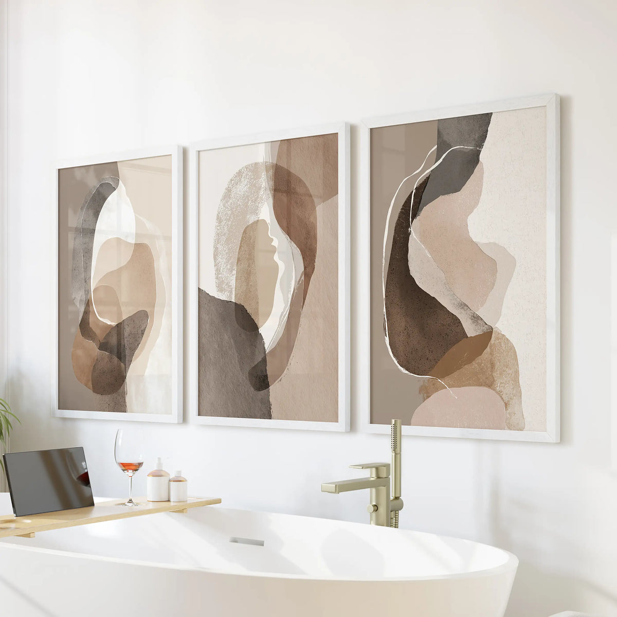 Neutral Abstract Wall Art Set of 3. Modern Earth Tone Prints, photo 4 of 19