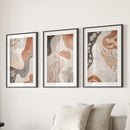 Neutral Terracotta 3 Piece Wall Art. Boho Abstract Prints by Wall Art Set