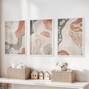 Neutral Terracotta 3 Piece Wall Art. Boho Abstract Prints by Wall Art Set