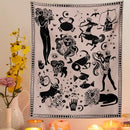 Boho beige and red constellation tarot boho tapestry bedroom decor by Decorbites