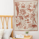 Boho beige and red constellation tarot boho tapestry bedroom decor by Decorbites