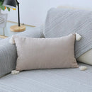 Boho beige linen tassel pillow cover set for living room sofa by Decorbites