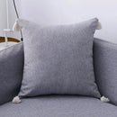 Boho beige linen tassel pillow cover set for living room sofa by Decorbites