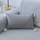 Boho beige linen tassel pillow cover set for living room sofa by Decorbites